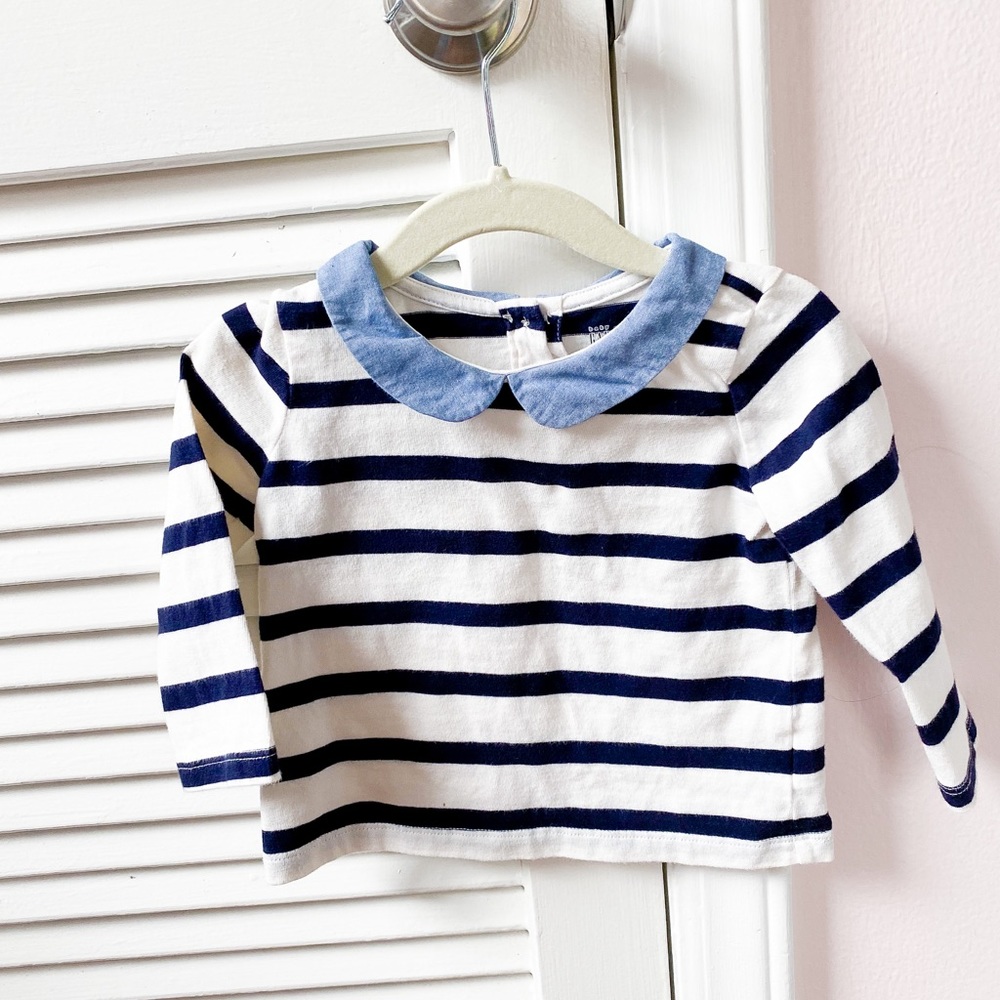 Gap Peter Pan Collared Striped Shirt 12-18 months